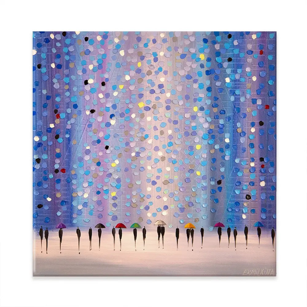 Colourful Umbrellas Against Purple Canvas Print Colourful Umbrellas Against Purple Canvas Print wall art product Ekaterina Ermilkina