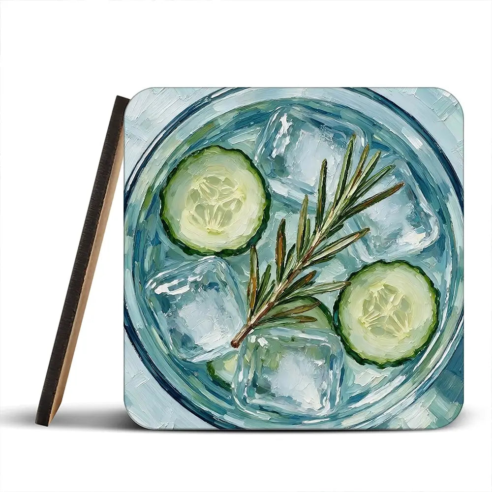 Cucumber And Rosemary Gin And Tonic Cocktail Coaster Set Cucumber And Rosemary Gin And Tonic Cocktail Coaster Set wall art product David Alexander Elder