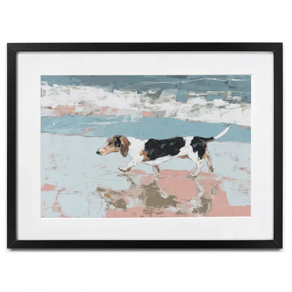 Dachshund At The Beach Framed Art Print Dachshund At The Beach Framed Art Print wall art product Chromatic Storm Studio