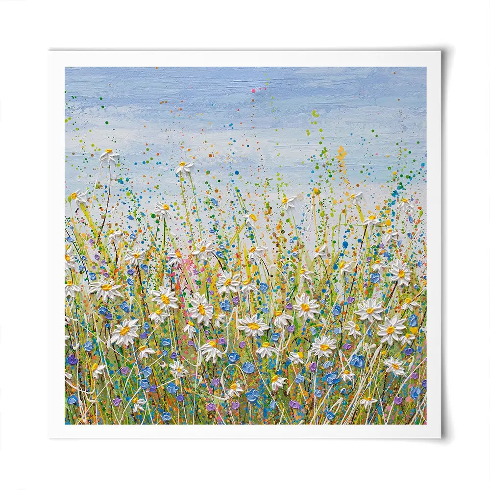Daisies In July Square Art Print Daisies In July Square Art Print wall art product Olga Tkachyk
