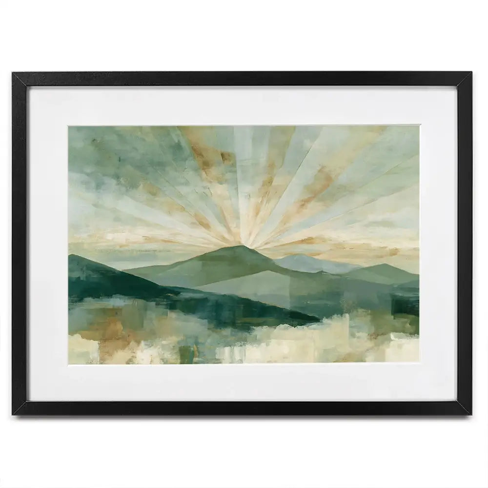 Deco Sunburst Peaks Framed Art Print Deco Sunburst Peaks Framed Art Print wall art product Chromatic Storm Studio