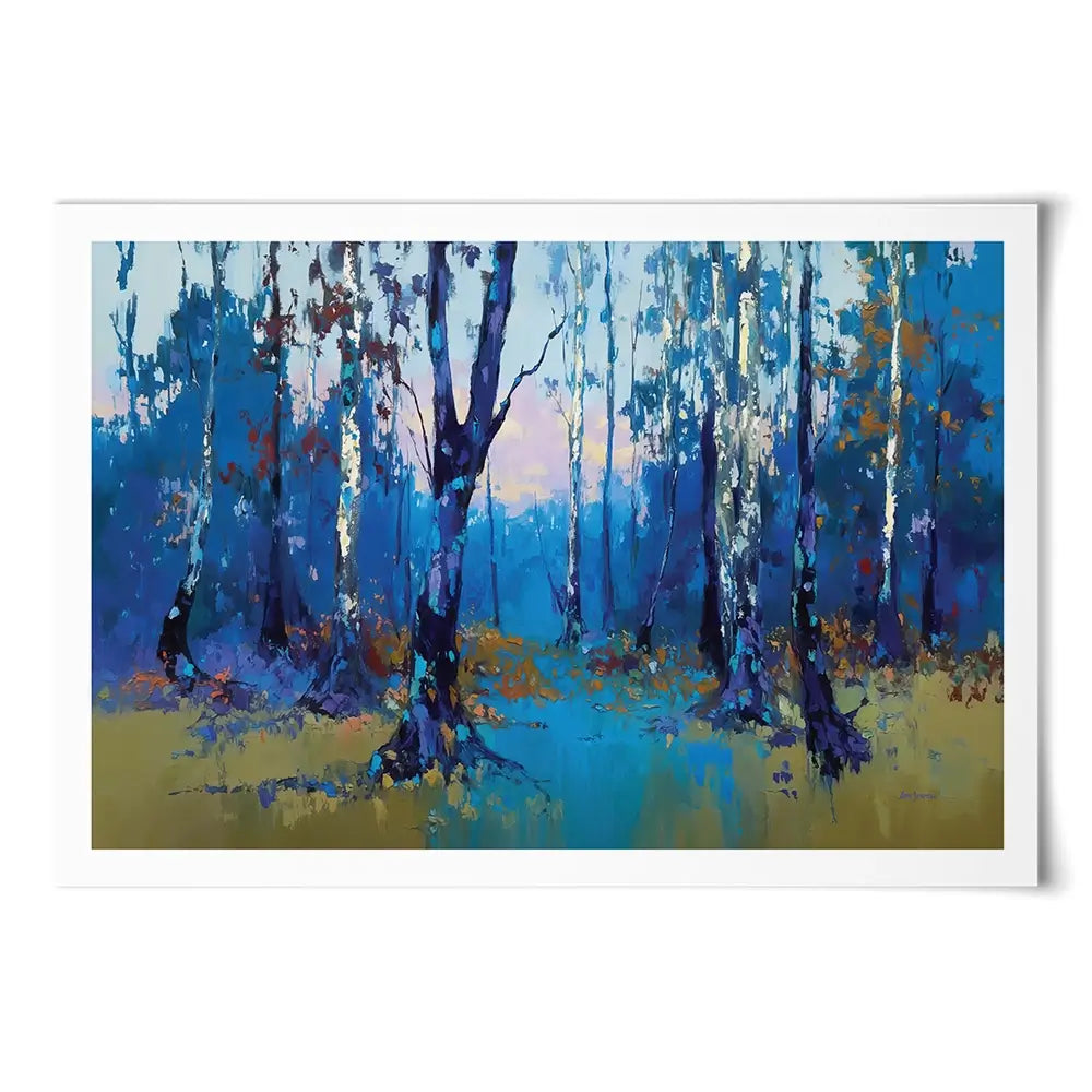 Deep Blue Forest With Misty Woodland Path Art Print Deep Blue Forest With Misty Woodland Path Art Print wall art product Leon Devenice