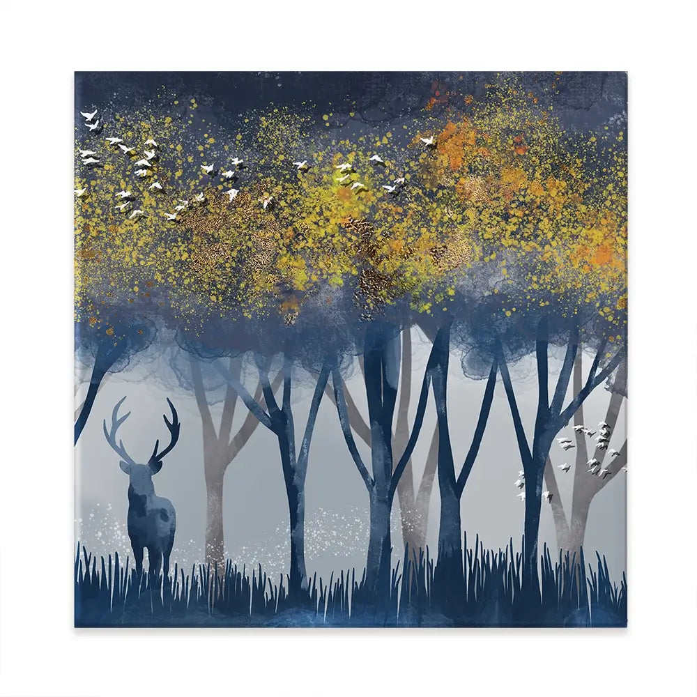 Deer In The Woods Square Canvas Print Deer In The Woods Square Canvas Print wall art product Independent