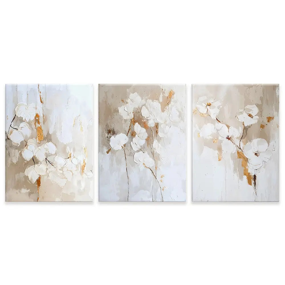 Delicate Whites Trio Canvas Print Delicate Whites Trio Canvas Print wall art product IAmHomeStudio