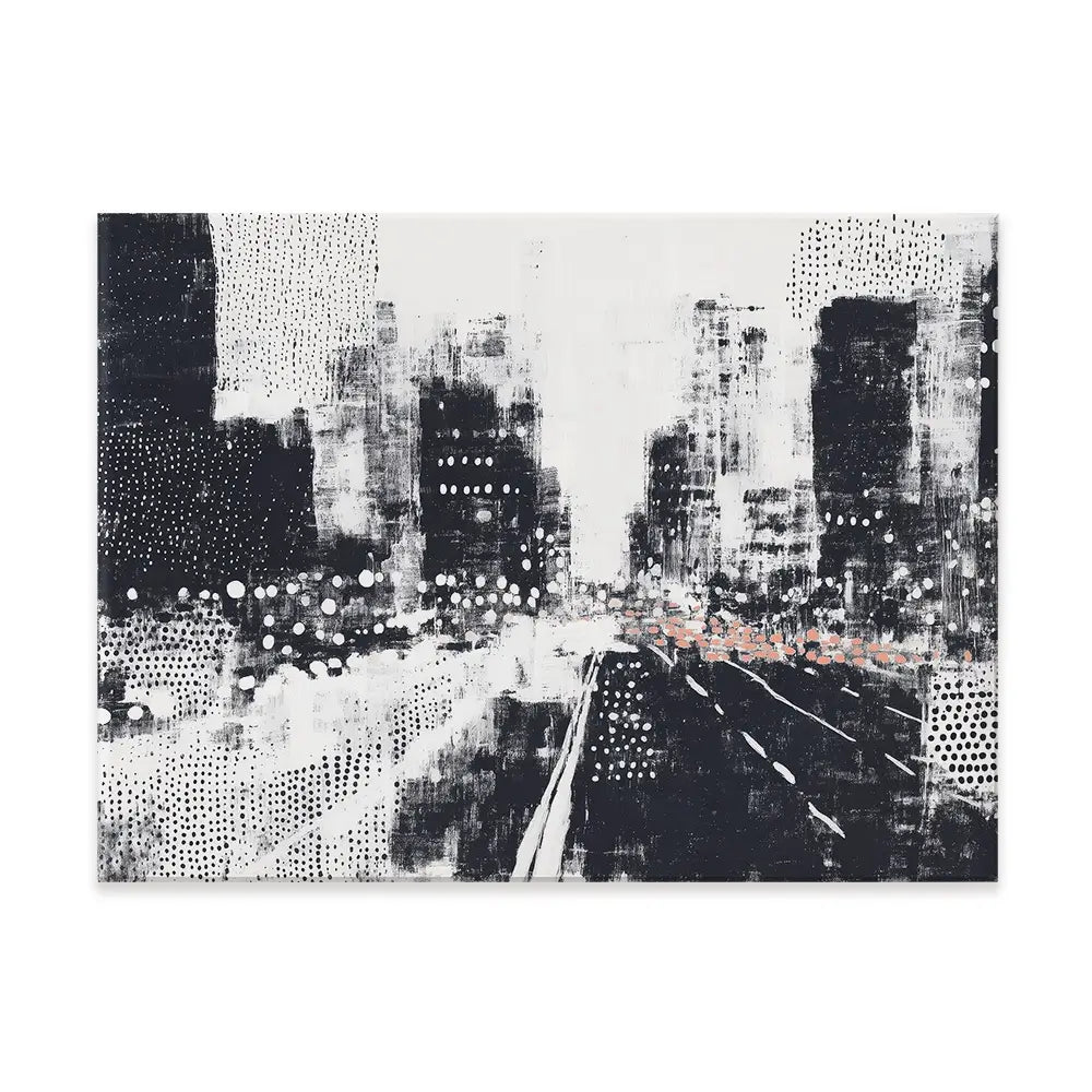 Dotted Night Road Canvas Print Dotted Night Road Canvas Print wall art product Chromatic Storm Studio
