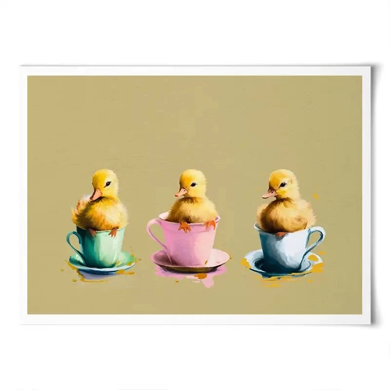 Ducklings In Cups Art Print Ducklings In Cups Art Print wall art product Svetlana Aleynikova