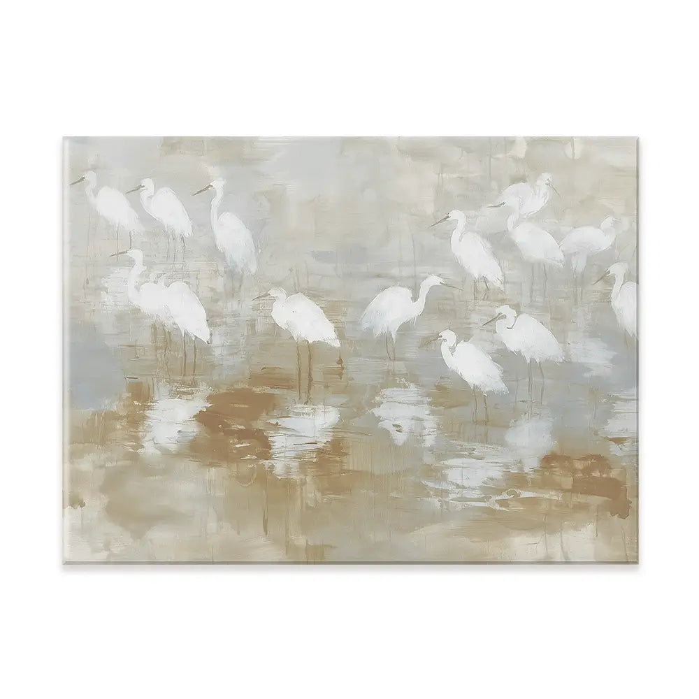 Egret Ripple Gather Canvas Print Egret Ripple Gather Canvas Print wall art product Chromatic Storm Studio