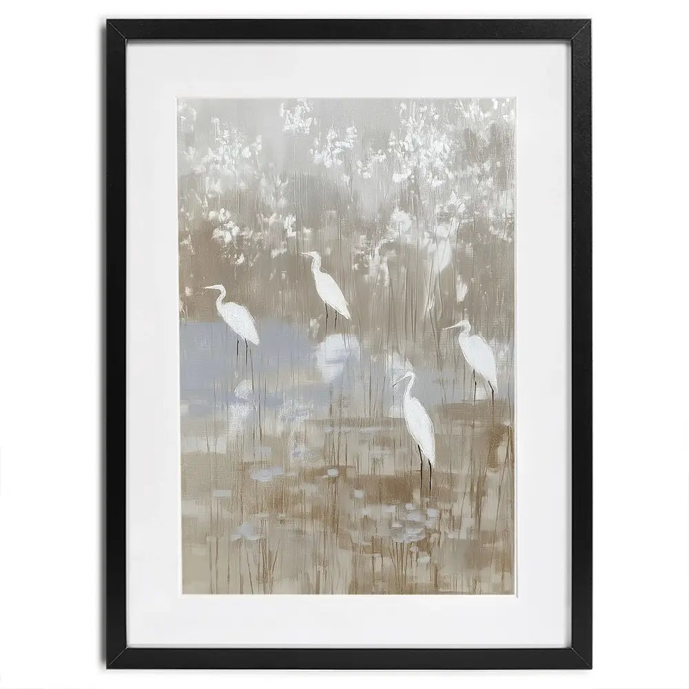 Egrets Among Reeds Framed Art Print Egrets Among Reeds Framed Art Print wall art product Chromatic Storm Studio