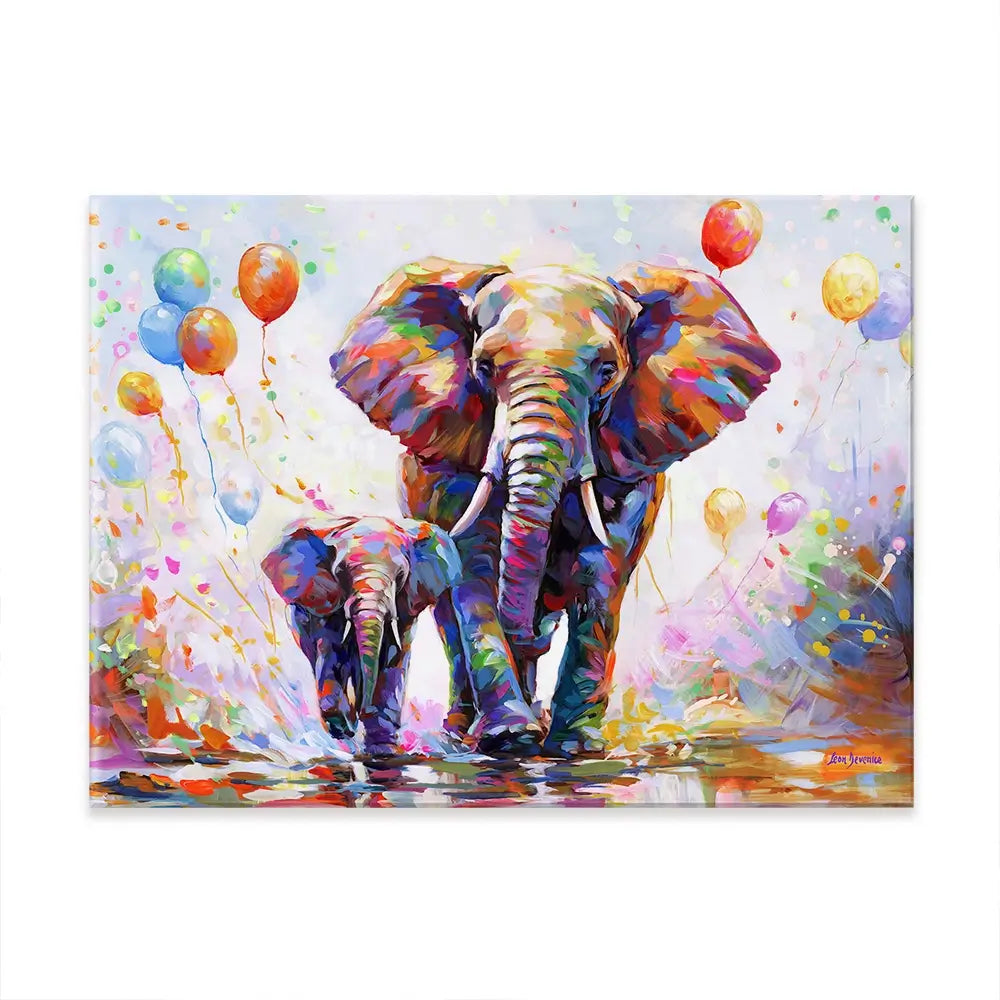 Elephants Colourful Celebration Canvas Print Elephants Colourful Celebration Canvas Print wall art product Leon Devenice