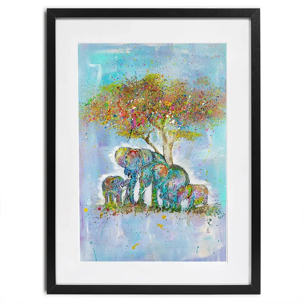 Elephants Under The Tree Framed Art Print Elephants Under The Tree Framed Art Print wall art product Jamie Taylor