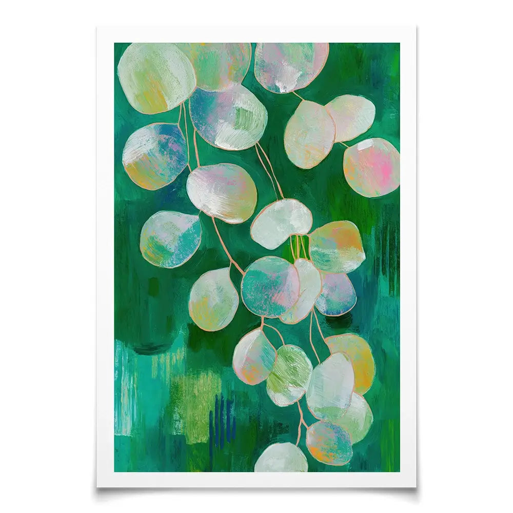 Eucalyptus Leaves On Green Art Print Eucalyptus Leaves On Green Art Print wall art product Chromatic Storm Studio