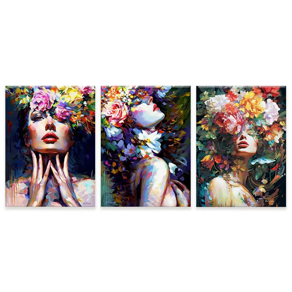 Female Florals Trio Canvas Print Female Florals Trio Canvas Print wall art product Leon Devenice