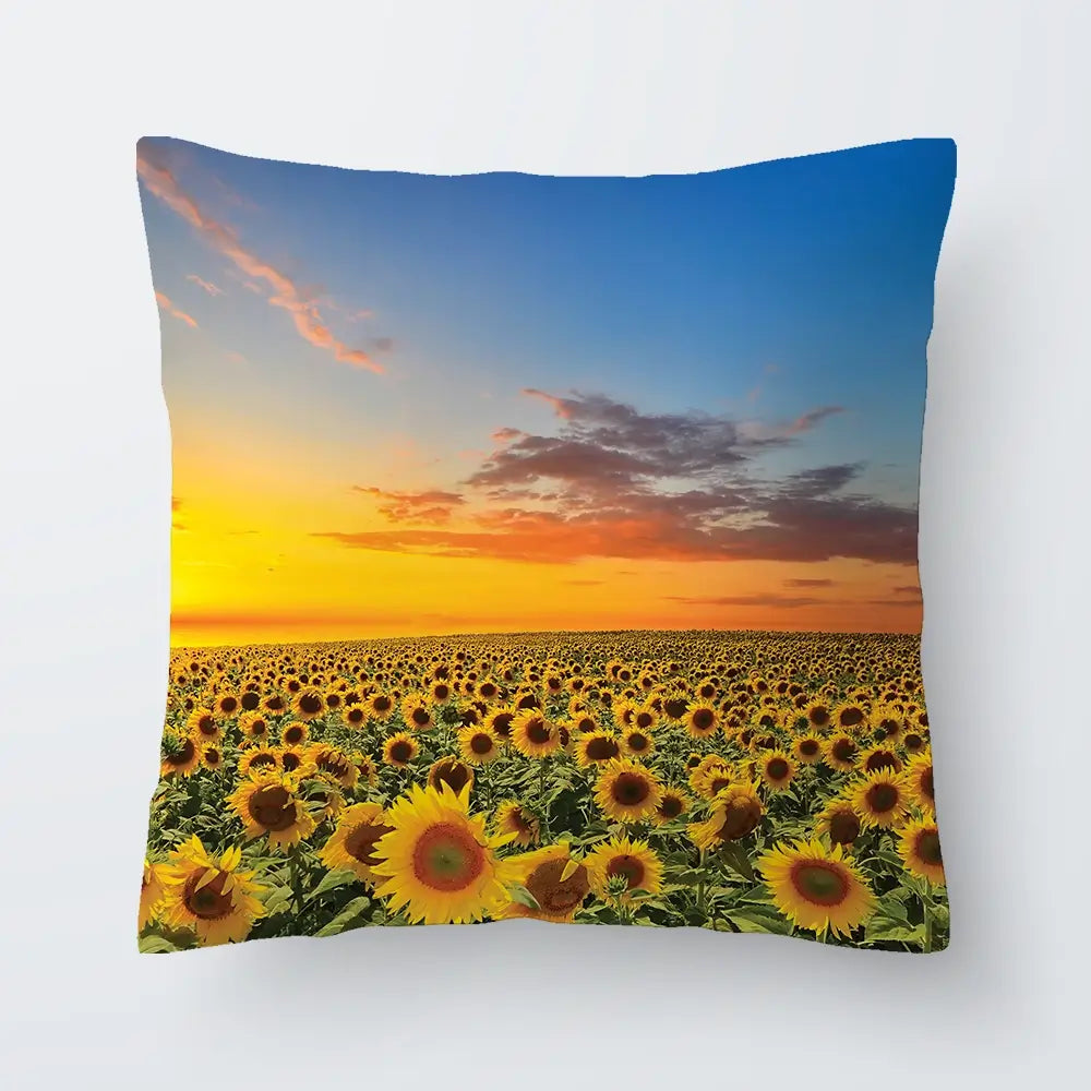 Field Of Blooming Sunflowers Cushion Field Of Blooming Sunflowers Cushion wall art product gornjak / Shutterstock