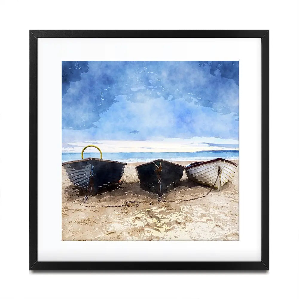 Fishing Boats Under A Brooding Sky Square Framed Art Print Fishing Boats Under A Brooding Sky Square Framed Art Print wall art product Art Print Shop