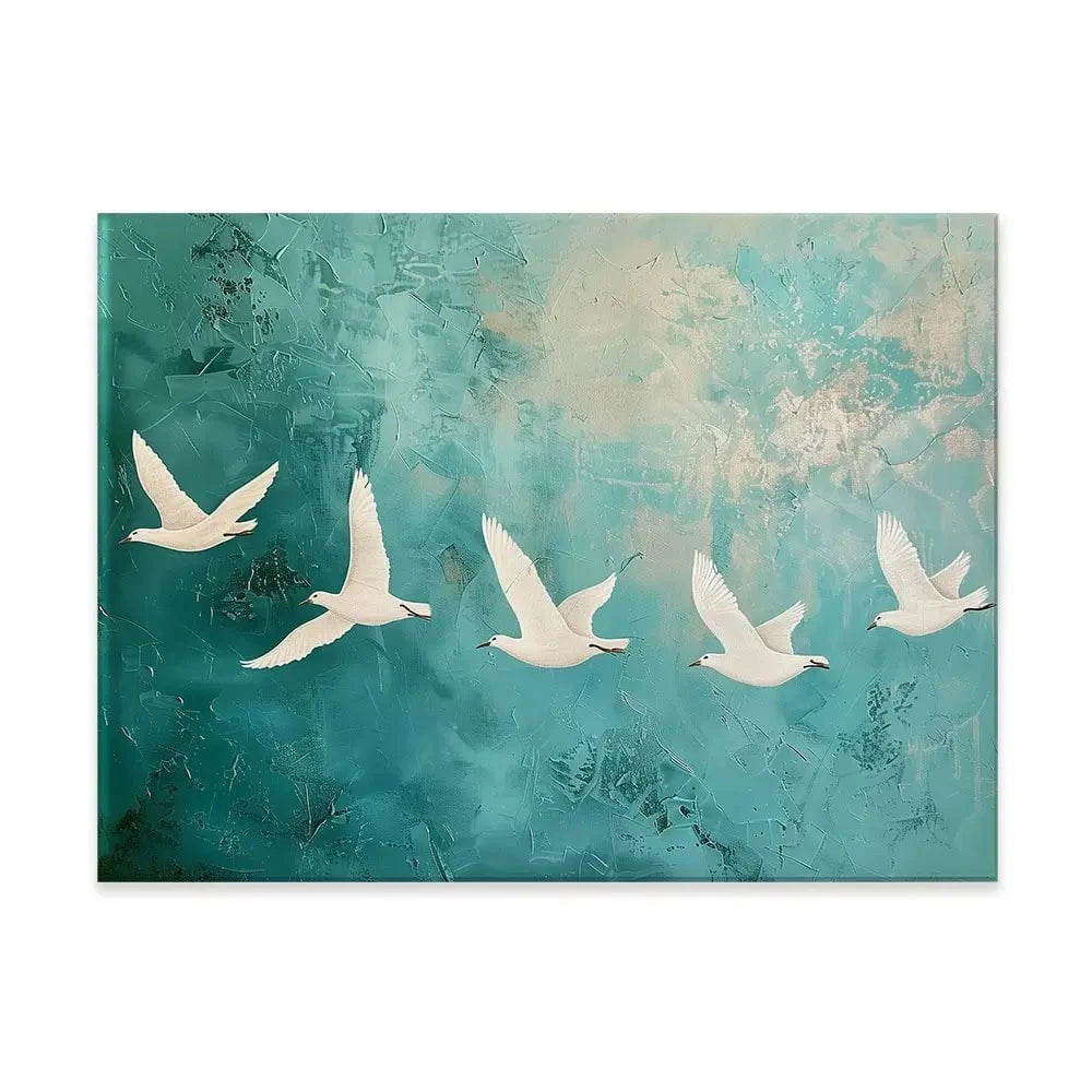 Five White Birds Canvas Print Five White Birds Canvas Print wall art product Arlington Prints - Independent