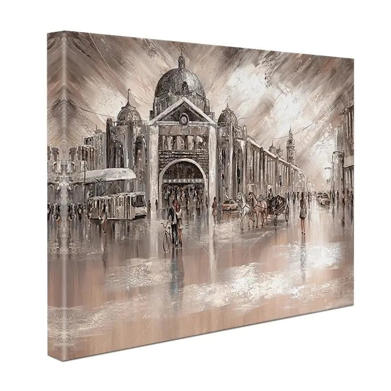Flinders Street Railway Station Canvas Print Flinders Street Railway Station Canvas Print wall art product Isabella Karolewicz