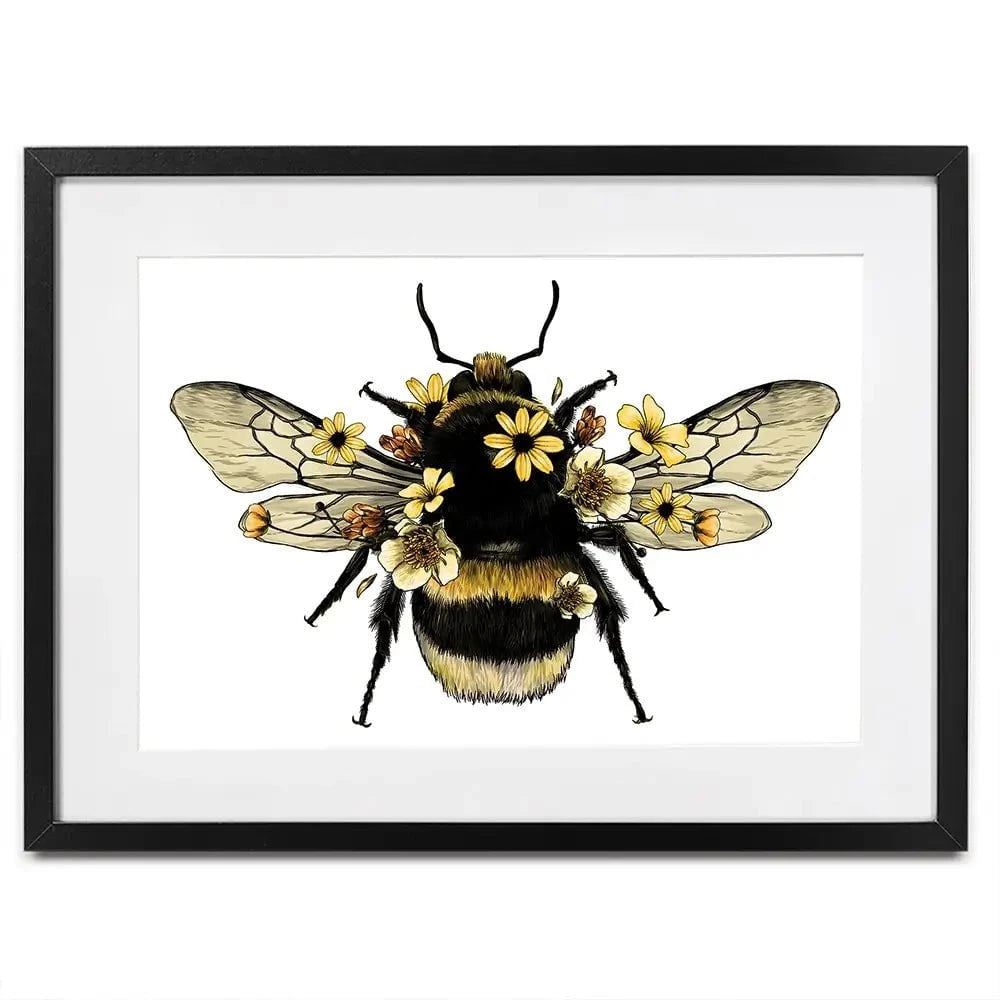 Floral Bumblebee Framed Art Print Floral Bumblebee Framed Art Print wall art product Serafima Dashkevich / Shutterstock