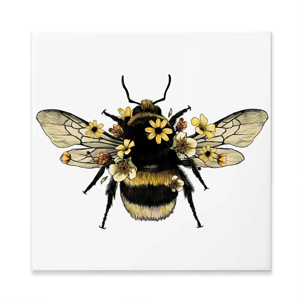 Floral Bumblebee Square Canvas Print Floral Bumblebee Square Canvas Print wall art product Serafima Dashkevich / Shutterstock