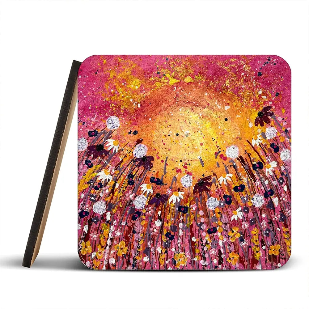 Floral Sunset Warmth Coaster Set Floral Sunset Warmth Coaster Set wall art product Emma LC Art