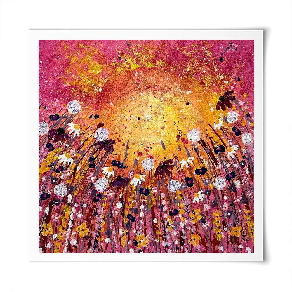 Floral Sunset Warmth Square Art Print Floral Sunset Warmth Square Art Print wall art product Emma LC Art