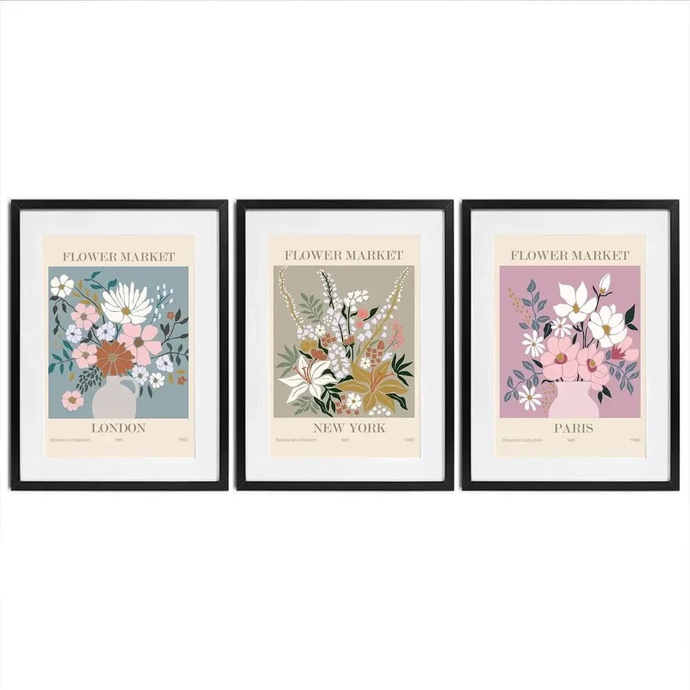 Flower Market Framed Art Print Trio Flower Market Framed Art Print Trio wall art product Lana Brow / Shutterstock