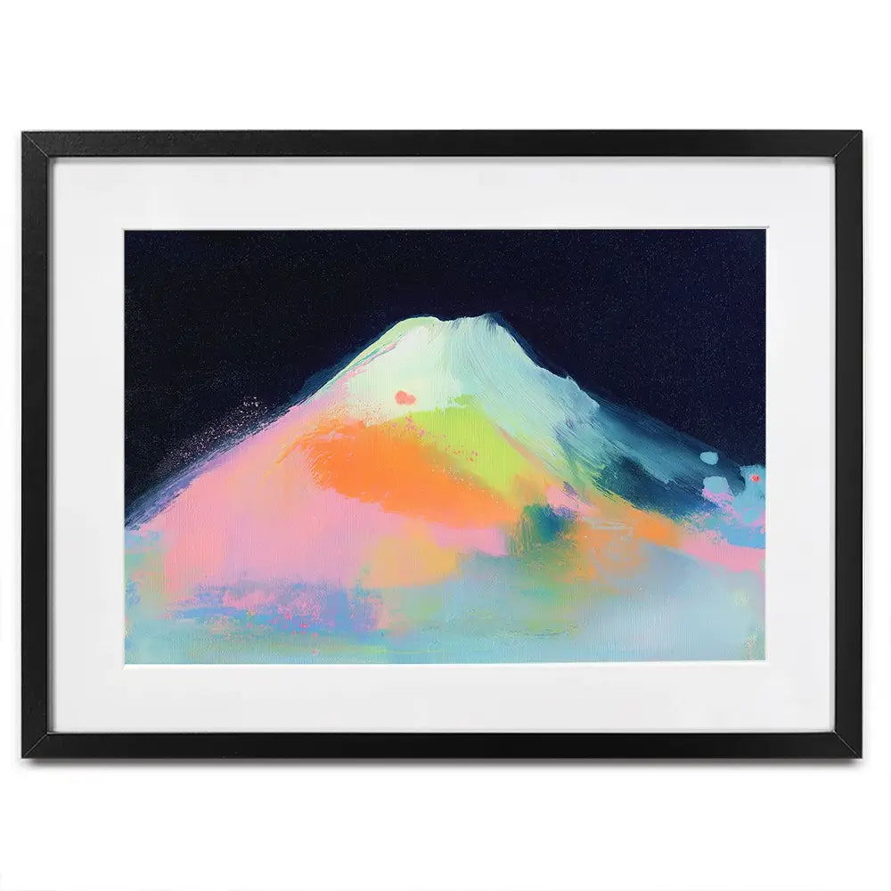 Fuji In Neon Framed Art Print Fuji In Neon Framed Art Print wall art product Chromatic Storm Studio