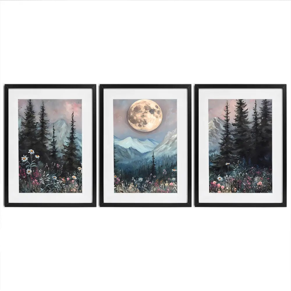 Full Moon Framed Art Print Trio Full Moon Framed Art Print Trio wall art product IAmHomeStudio