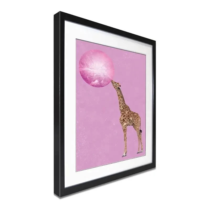 Giraffe Blowing Bubblegum Framed Art Print Giraffe Blowing Bubblegum Framed Art Print wall art product Sarah Manovski