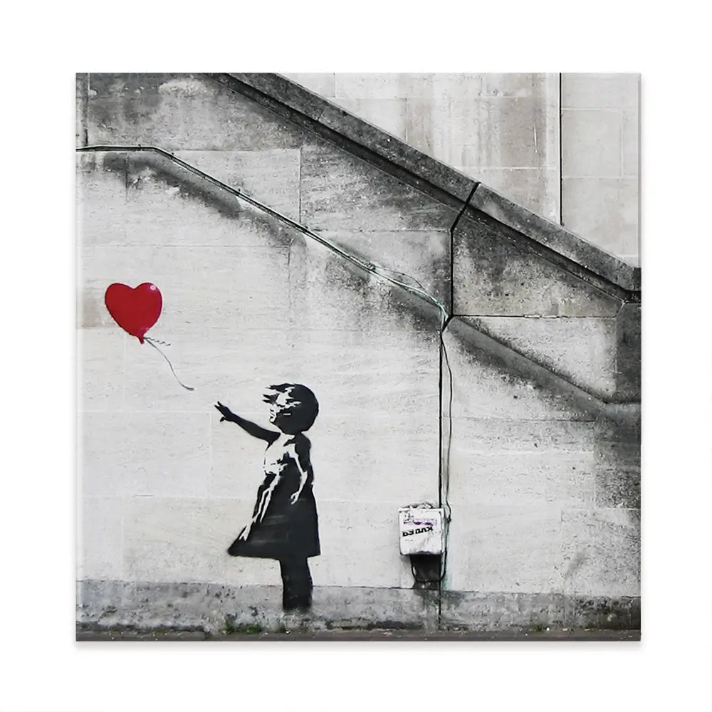 Girl And Heart Balloon Square Canvas Print Girl And Heart Balloon Square Canvas Print wall art product Banksy