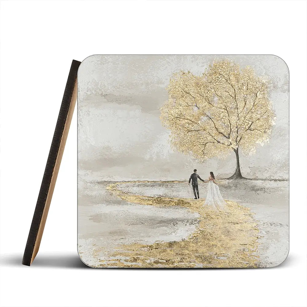 Golden Vows Coaster Set Golden Vows Coaster Set wall art product Isabella Karolewicz