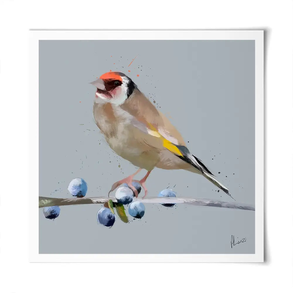 Goldfinch And Berries Square Art Print Goldfinch And Berries Square Art Print wall art product Aimee Linzi
