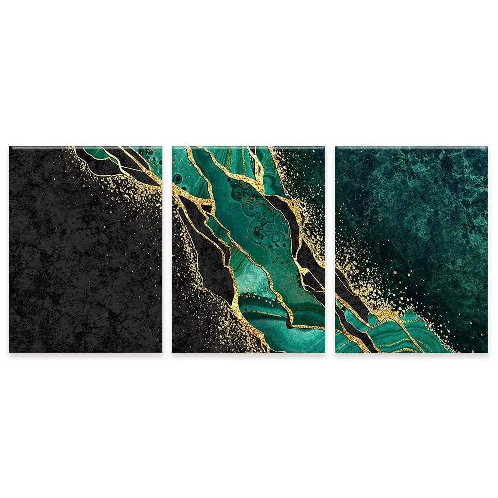 Green Malachite Marble Trio Canvas Print Green Malachite Marble Trio Canvas Print wall art product wacomka / Shutterstock