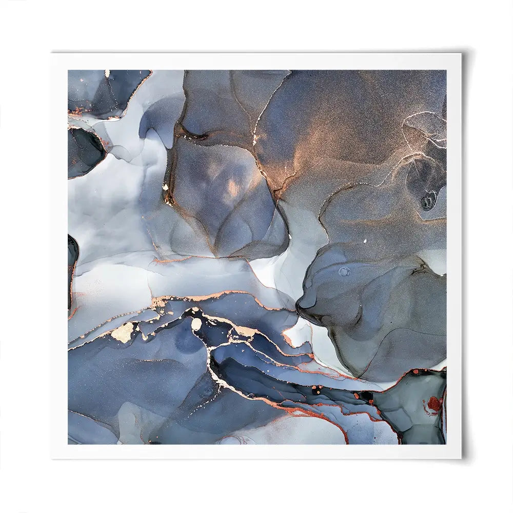 Grey And Blue Marble Square Art Print Grey And Blue Marble Square Art Print wall art product Art Print Shop
