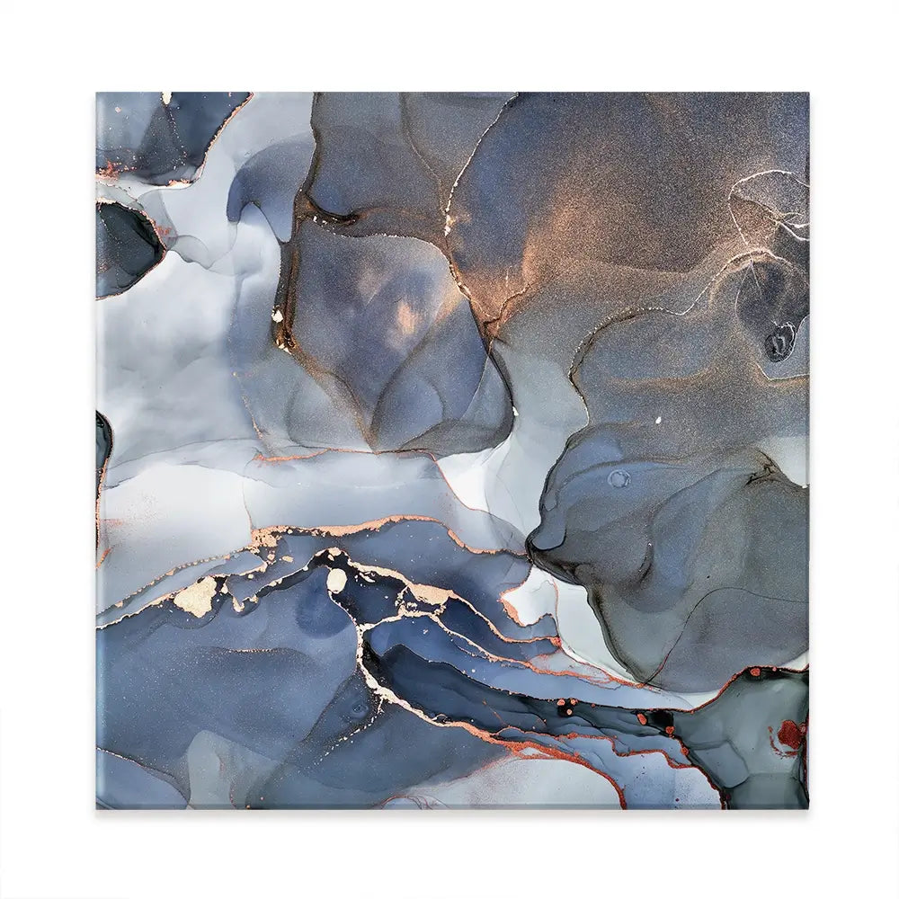 Grey And Blue Marble Square Canvas Print Grey And Blue Marble Square Canvas Print wall art product Art Print Shop