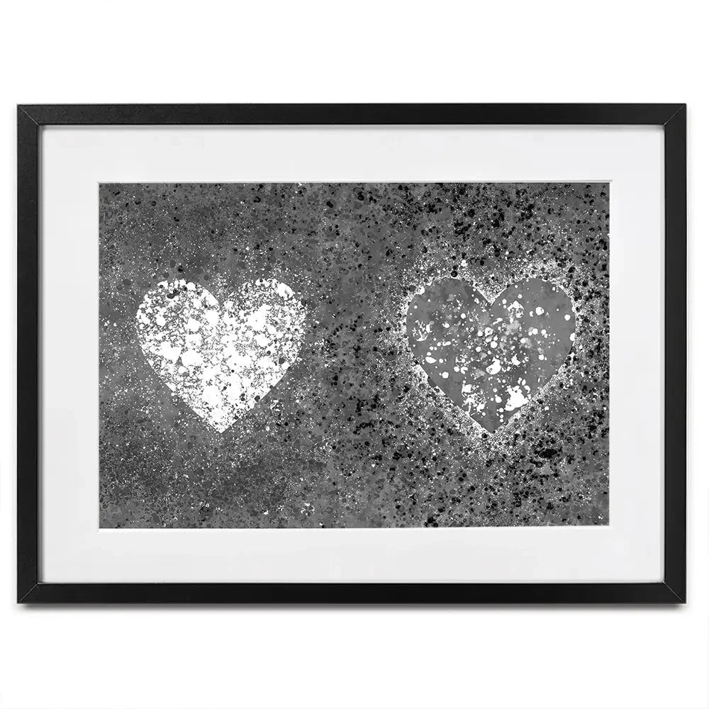 Grey And White Hearts Splatter Framed Art Print Grey And White Hearts Splatter Framed Art Print wall art product J Tonges