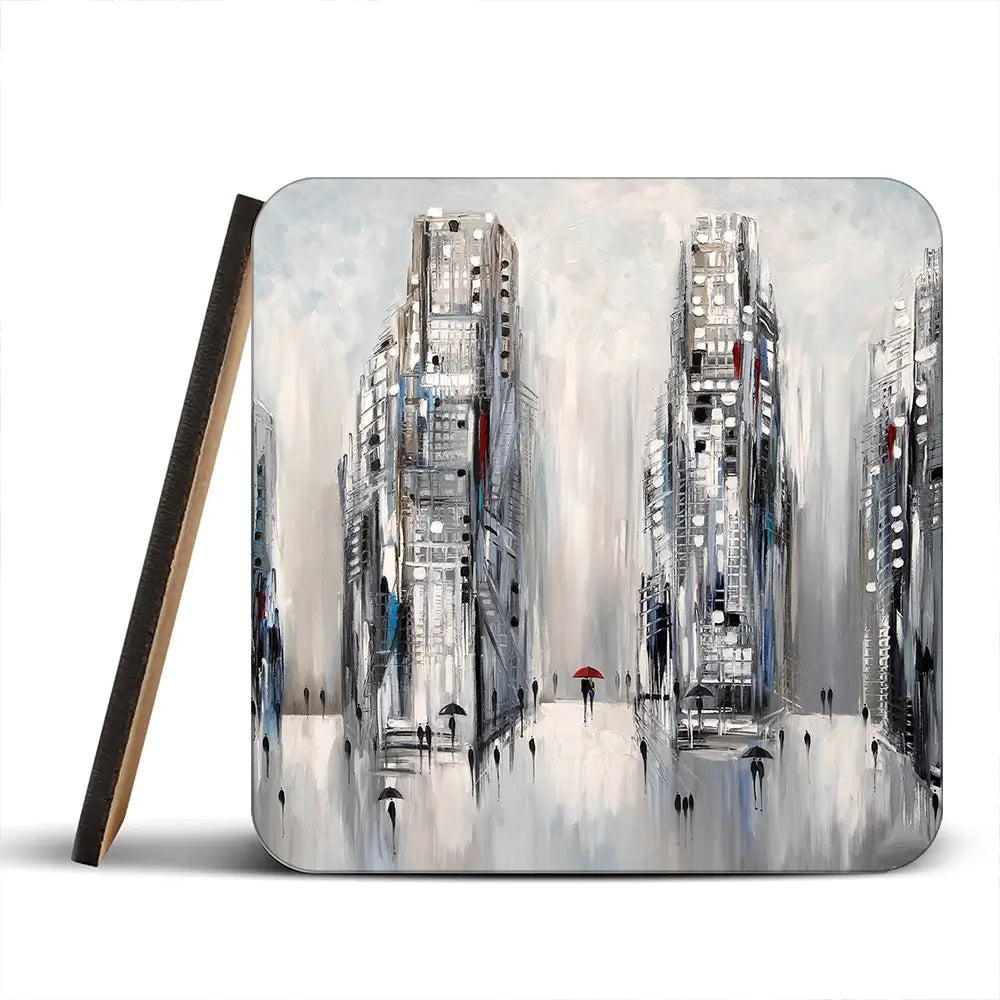 Grey City Coaster Set Grey City Coaster Set wall art product Ekaterina Ermilkina