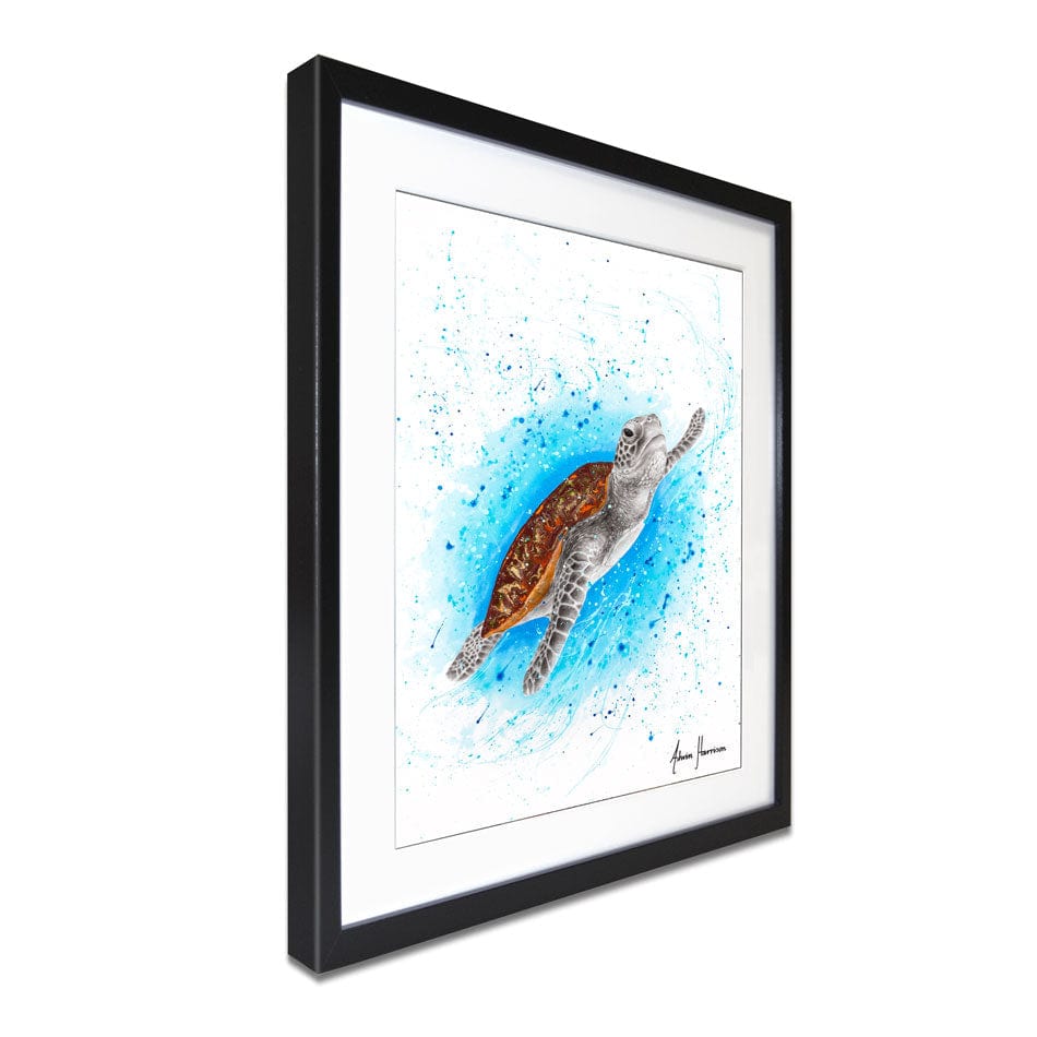 Happy Sea Turtle Framed Art Print wall art product Ashvin Harrison