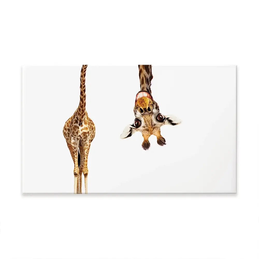 Happy Upside Down Giraffe Oversized Canvas Print Happy Upside Down Giraffe Oversized Canvas Print wall art product Art Print Shop