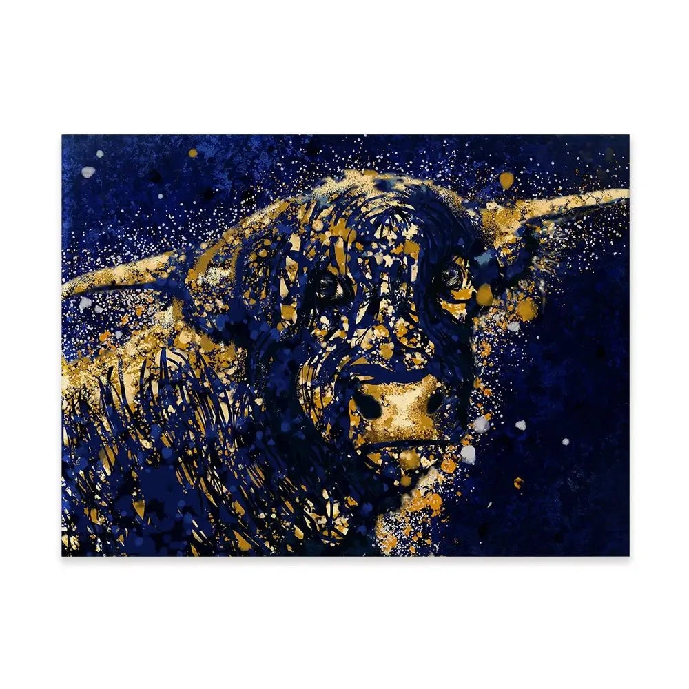 Highland Cow Navy Splash Canvas Print Highland Cow Navy Splash Canvas Print wall art product D Mosconi