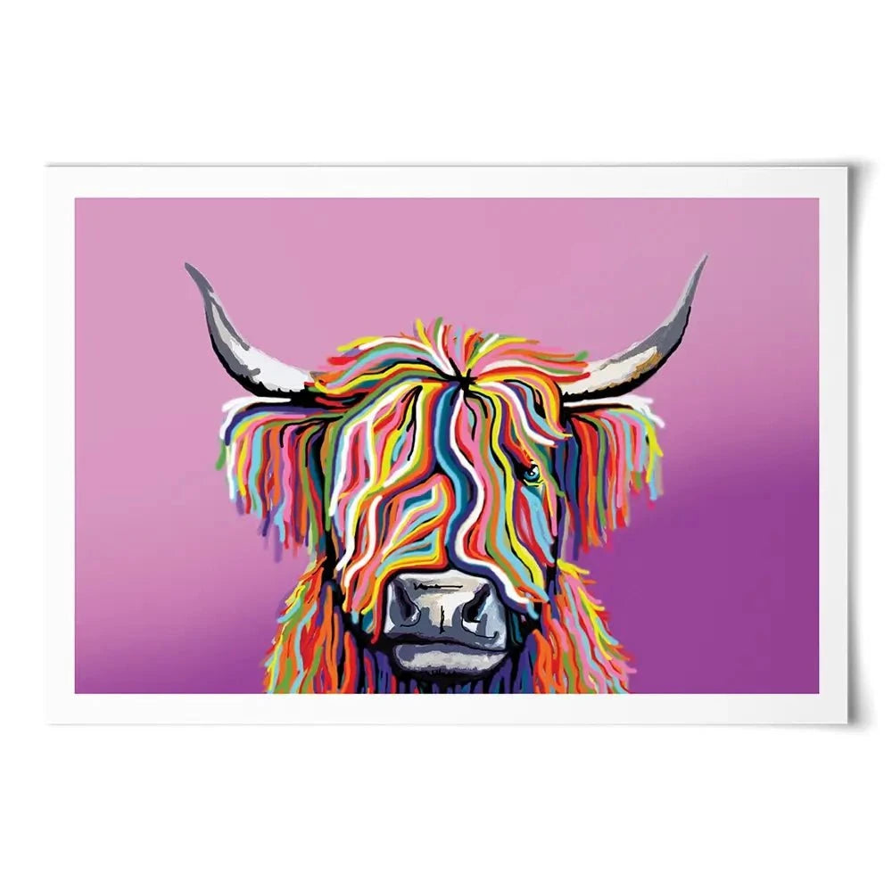 Highland Cow Pink Art Print Highland Cow Pink Art Print wall art product Independent
