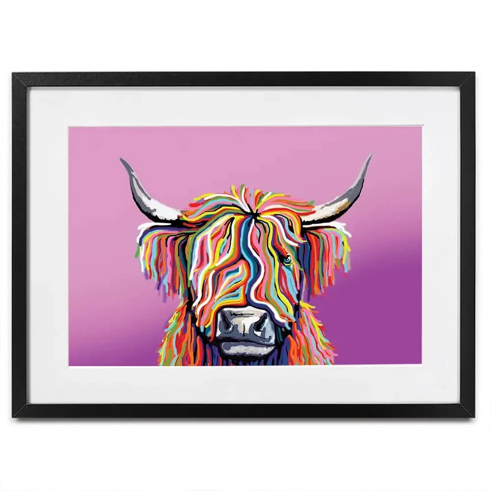 Highland Cow Pink Framed Art Print Highland Cow Pink Framed Art Print wall art product Independent