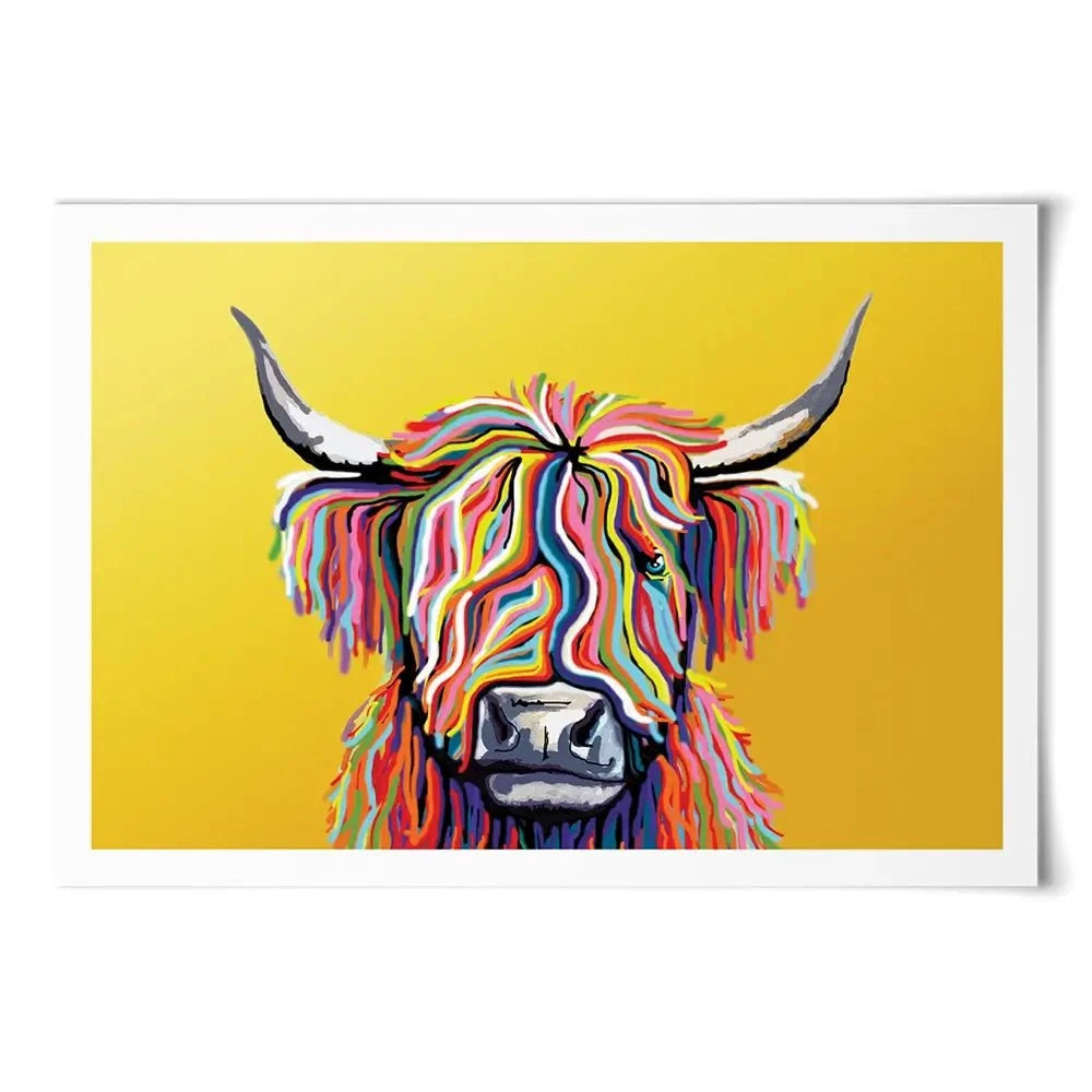 Highland Cow Yellow Art Print Highland Cow Yellow Art Print | Highland Cow Yellow Artwork wall art product Independent