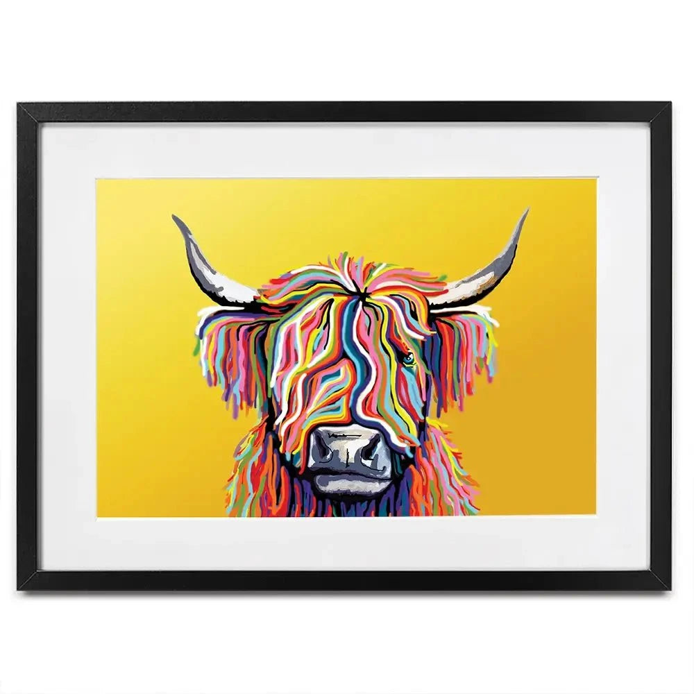 Highland Cow Yellow Framed Art Print Highland Cow Yellow Framed Art Print | Highland Cow Yellow Artwork wall art product Independent