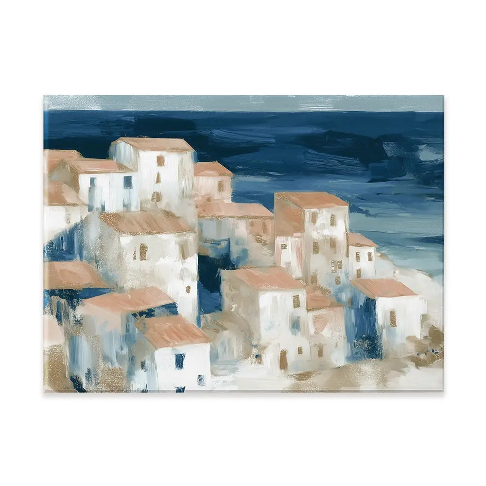 Hillside Village Above The Sea Canvas Print Hillside Village Above The Sea Canvas Print wall art product Chromatic Storm Studio