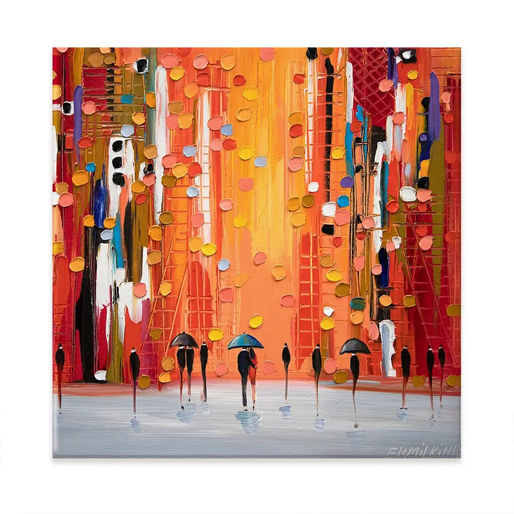 Hot Rainy Sunset Oversized Square Canvas Print Hot Rainy Sunset Oversized Square Canvas Print wall art product Ekaterina Ermilkina