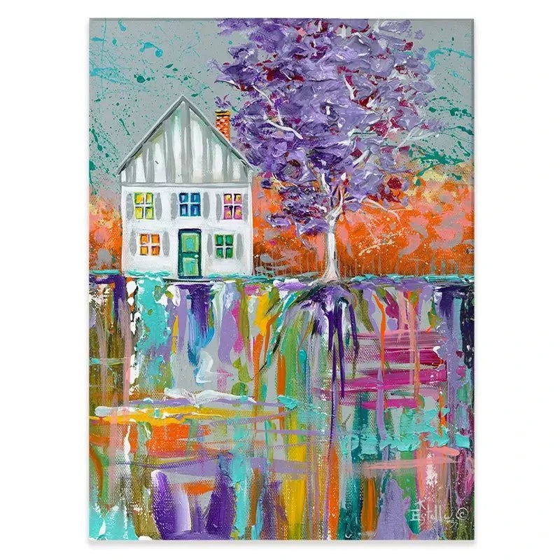 House With Purple Tree Canvas Print House With Purple Tree Canvas Print wall art product Estelle Grengs - Independent