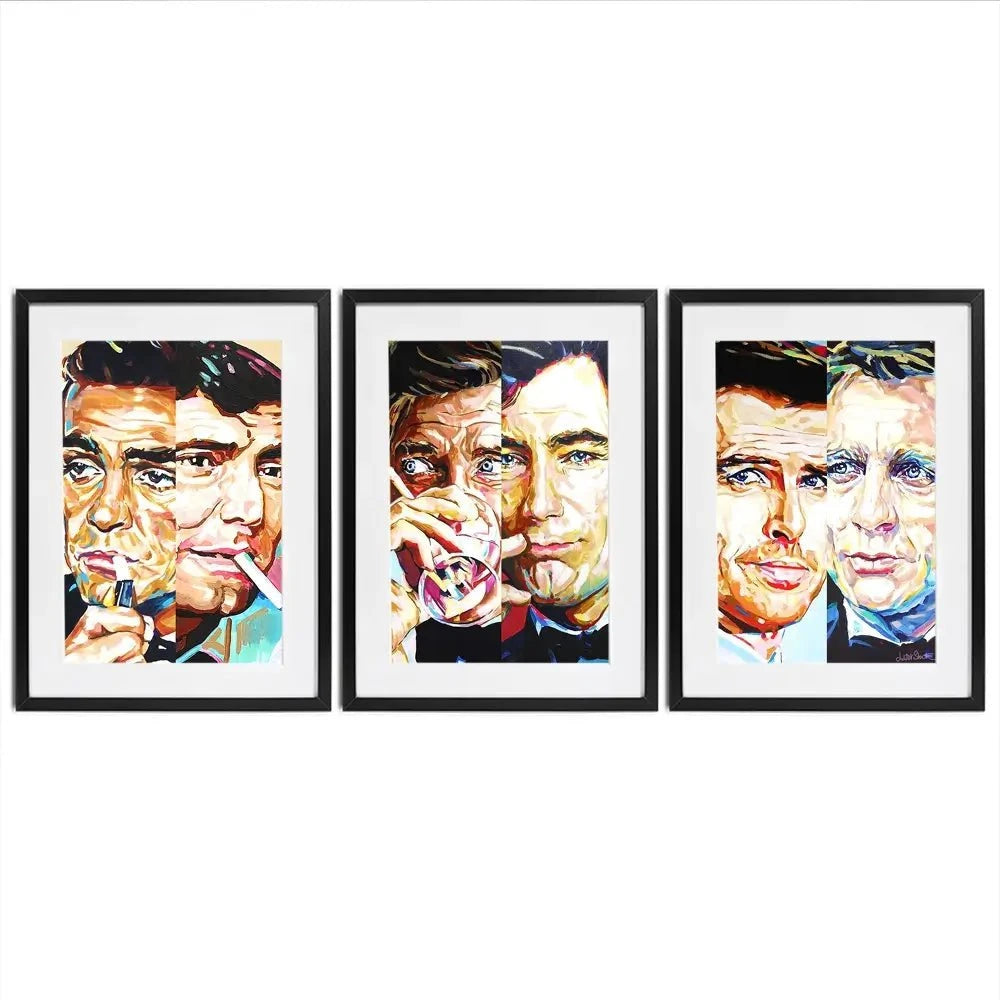 James Bond Collection Framed Art Print Trio James Bond Collection Framed Art Print Trio wall art product Juliet Stockton