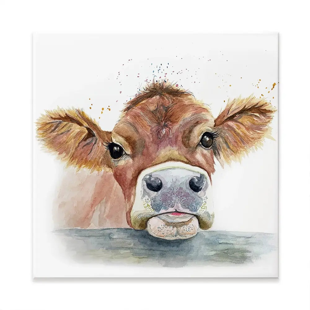 Jersey Cow Square Canvas Print Jersey Cow Square Canvas Print wall art product Karen Sutton