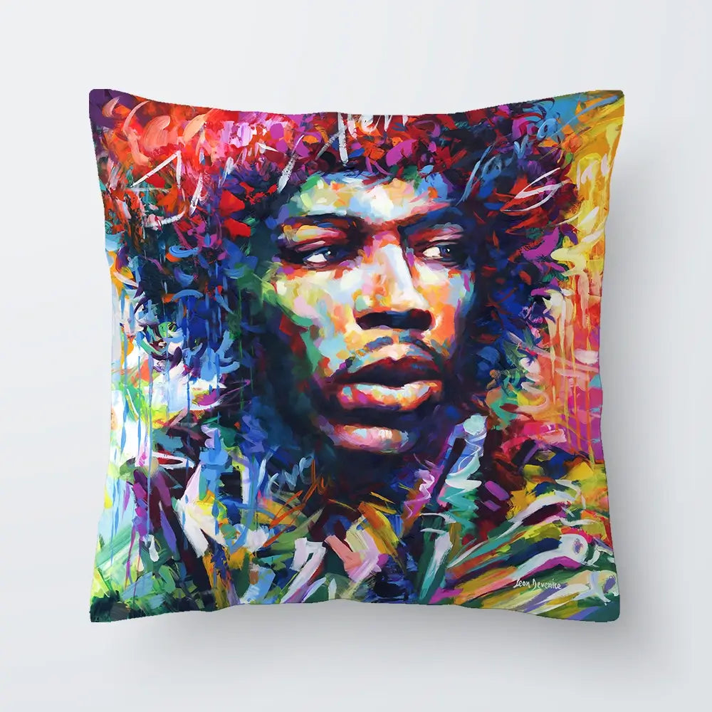 Jimi Hendrix Close Up Cushion Jimi Hendrix Close Up Cushion wall art product Leon Devenice