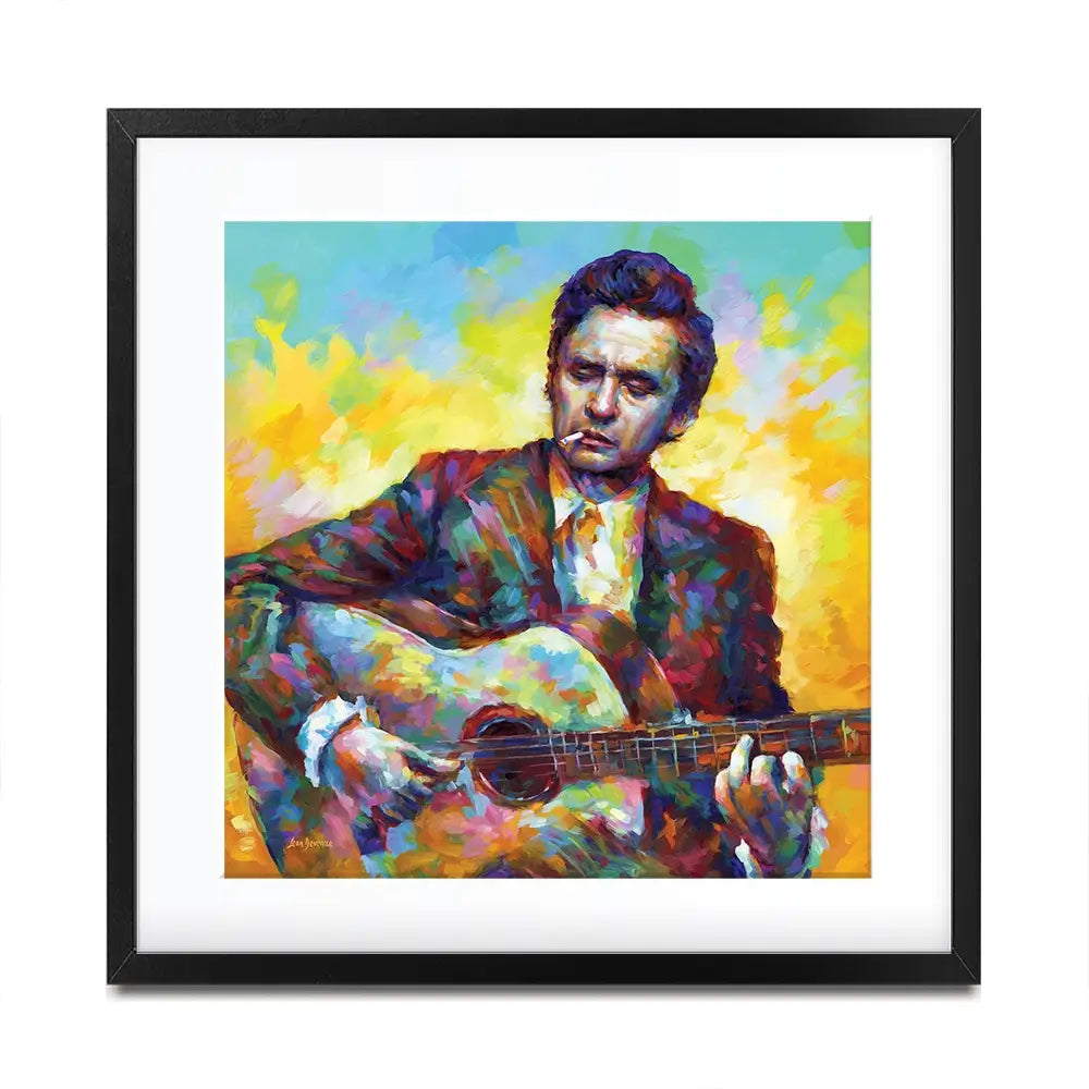 Johnny Cash Guitar Square Framed Art Print Johnny Cash Guitar Square Framed Art Print wall art product Leon Devenice